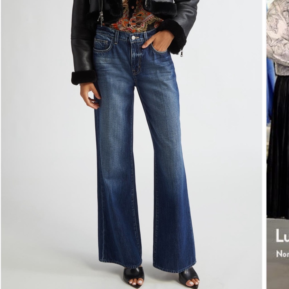 L’agence Women's Blue Wide-Leg Jeans